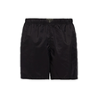 PRADA RE-NYLON LOGO BADGE SWIM SHORTS IN BLACK