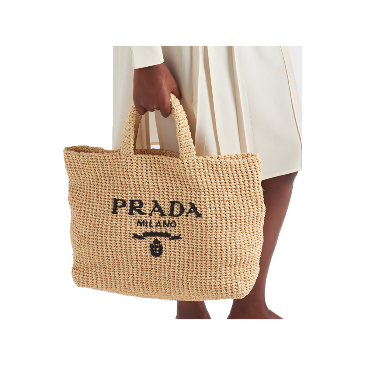 PRADA NATURAL CROCHET TOTE BAG