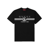 GUCCI LOGO-PRINT COTTON T-SHIRT IN BLACK