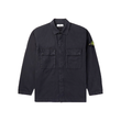 STONE ISLAND LOGO-APPLIQUED BRUSHED COTTON OVERSHIRT IN BLACK