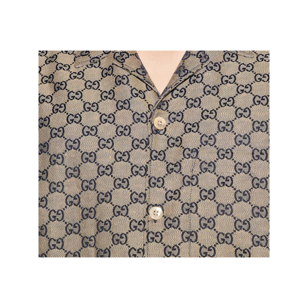 GUCCI LINEN BLEND CANVAS SHIRT IN BEIGE