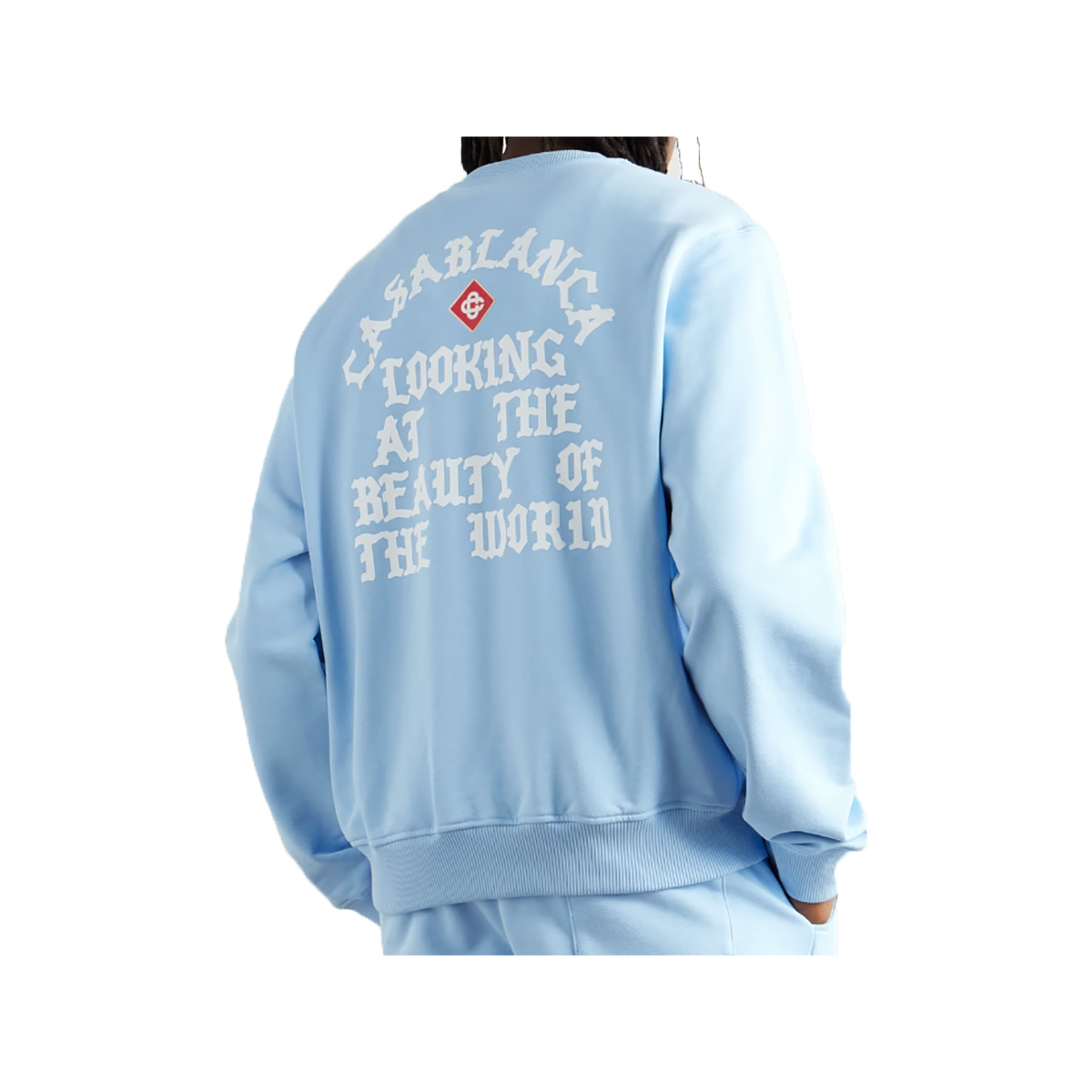 CASABLANCA LOGO-PRINT COTTON SWEATER IN BLUE