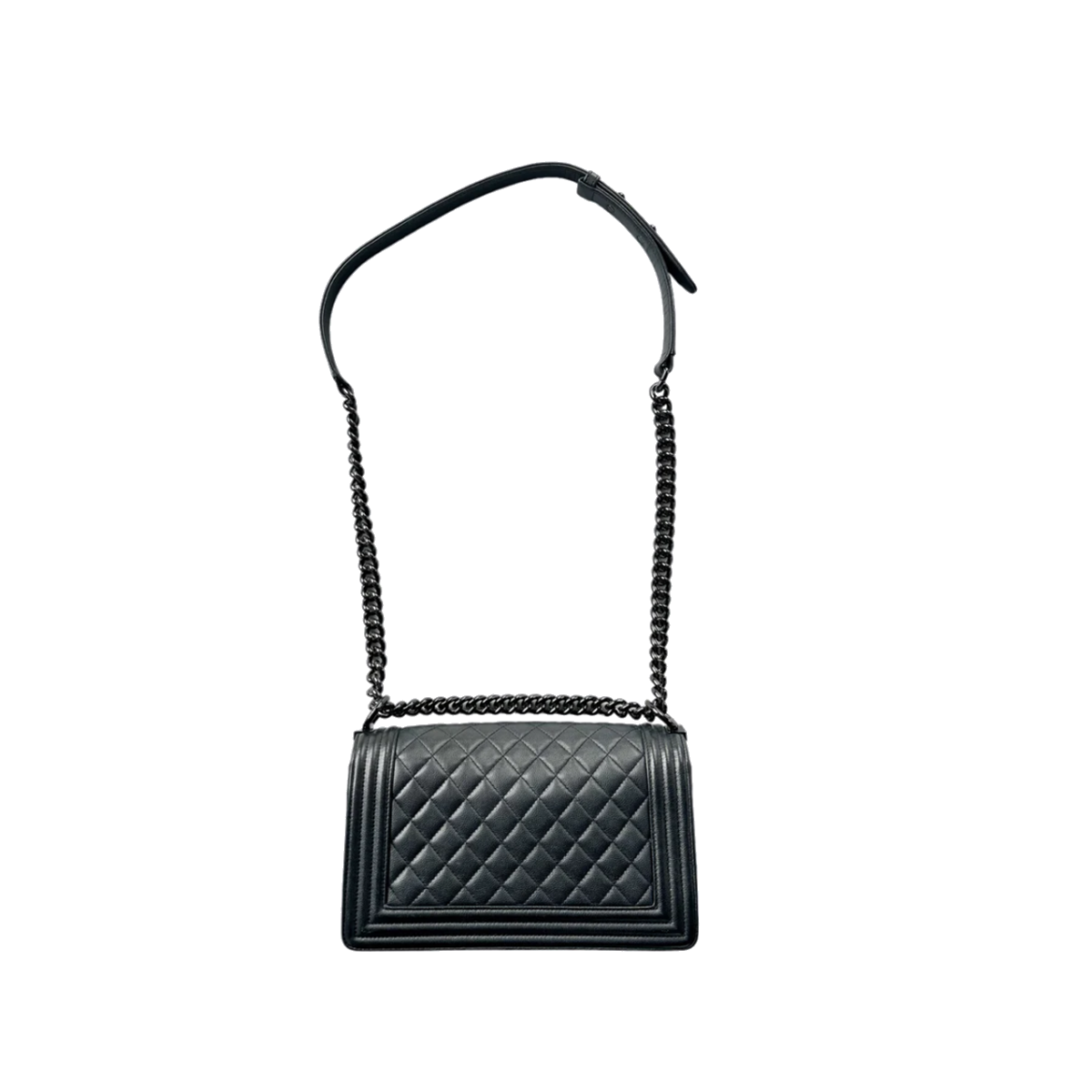 PRELOVED CHANEL SO BLACK CALFSKIN QUILTED MEDIUM BOY BAG