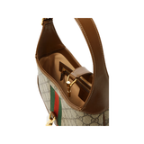 GUCCI JACKIE 1961 COATED CANVAS AND LEATHER SHOULDER BAG