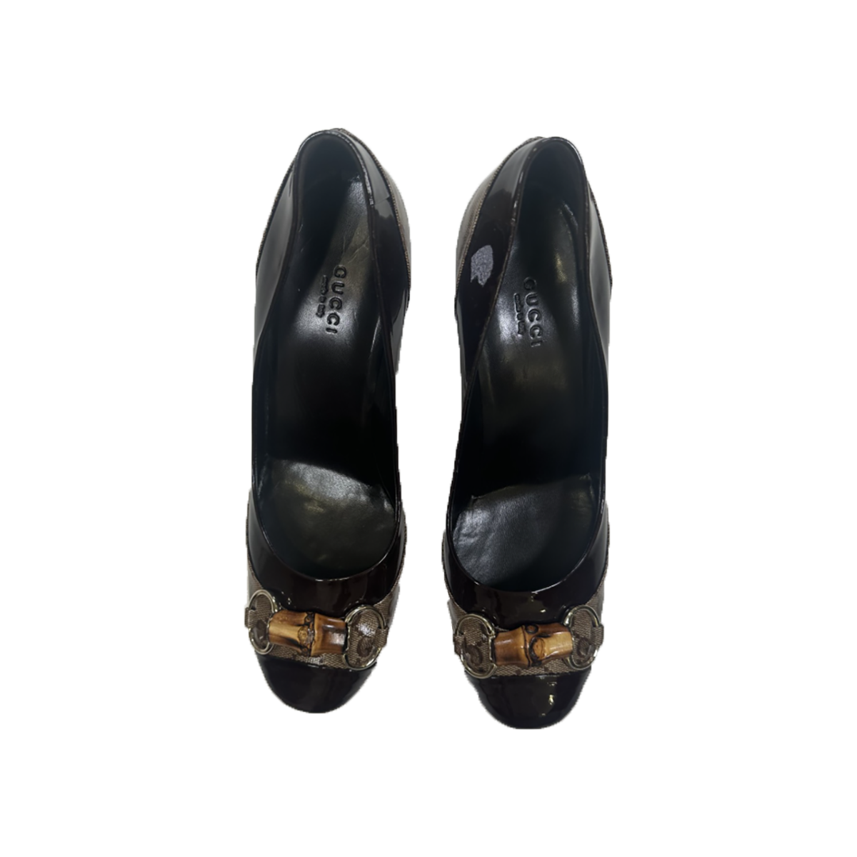 PRELOVED GUCCI GG BAMBOO HORSEBIT HEELS IN BROWN/BEIGE