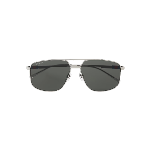 GUCCI NAVIGATOR AVIATOR-STYLE SILVER SUNGLASSES