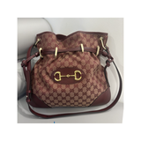 PRELOVED NEW GUCCI MONOGRAM HORSE BIT 1955 BAG IN BURGUNDY