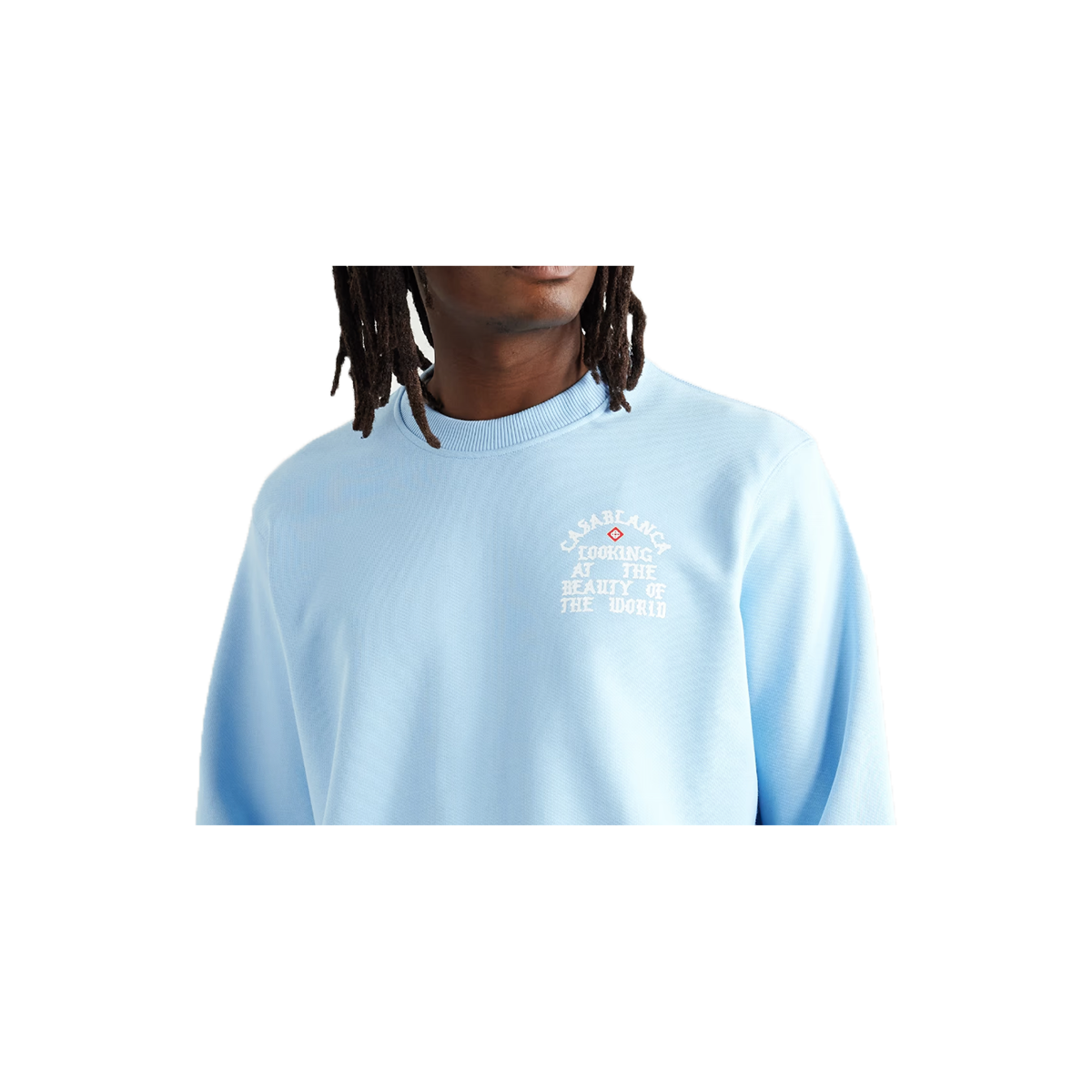 CASABLANCA LOGO-PRINT COTTON SWEATER IN BLUE
