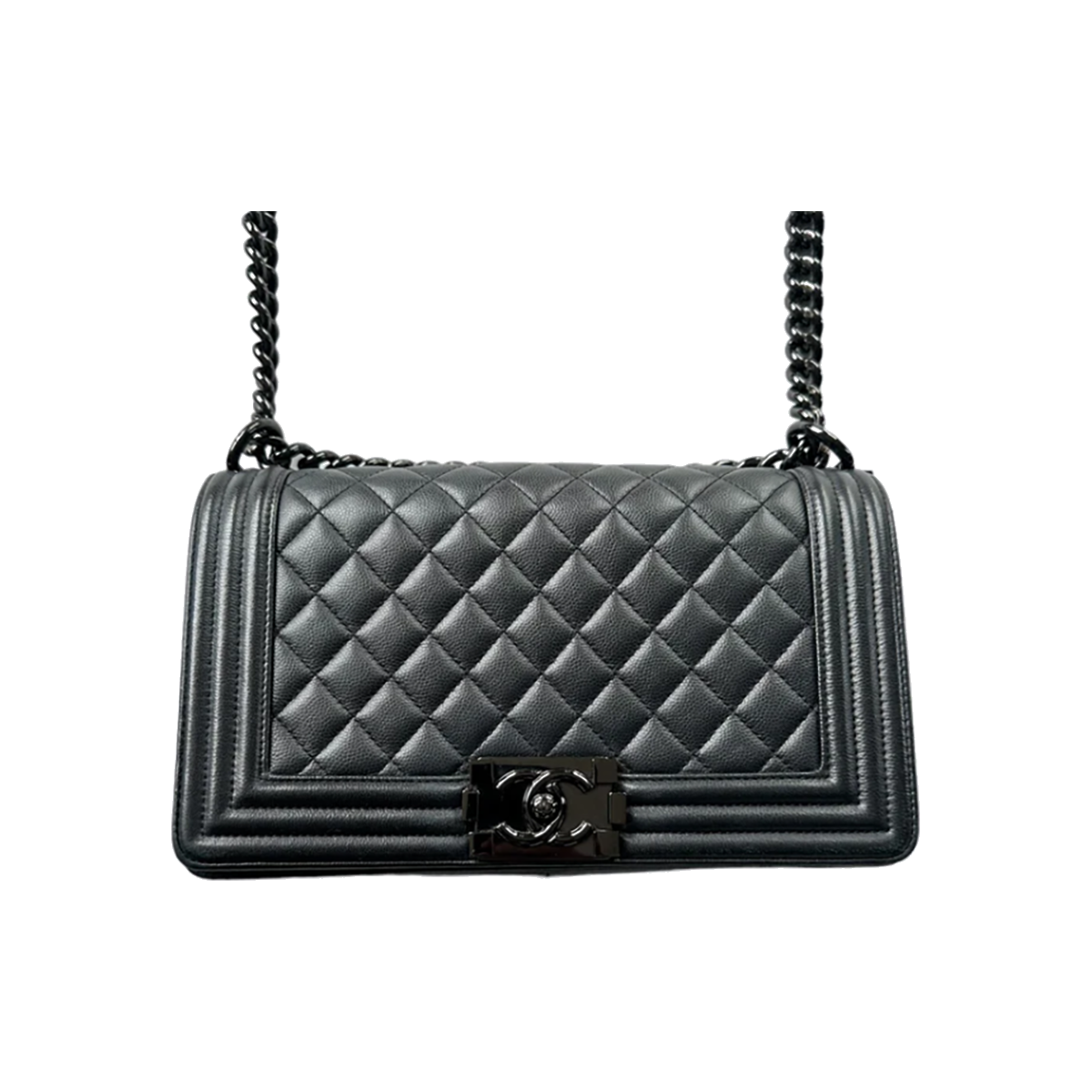 PRELOVED CHANEL SO BLACK CALFSKIN QUILTED MEDIUM BOY BAG