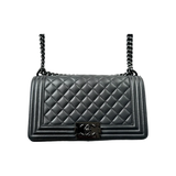PRELOVED CHANEL SO BLACK CALFSKIN QUILTED MEDIUM BOY BAG