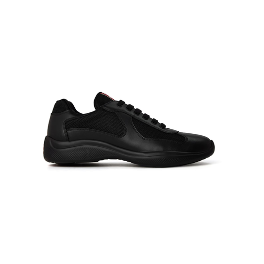 PRADA AMERICAS CUP LEATHER TRAINERS IN BLACK