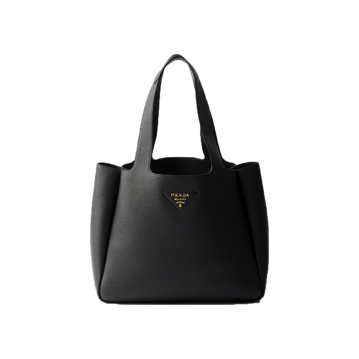 PRADA MEDIUM LEATHER TOTE BAG IN BLACK