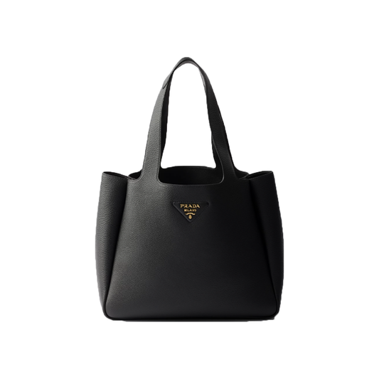 PRADA MEDIUM LEATHER TOTE BAG IN BLACK