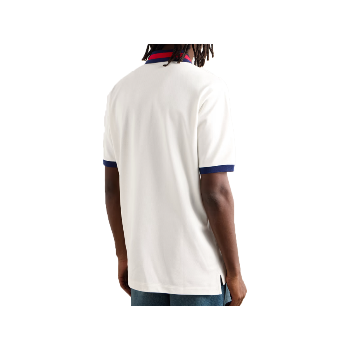 GUCCI COTTON BLEND COLOURED COLLAR POLO IN WHITE