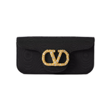 VALENTINO LOGO EMBELLISHED MOIRE BAG IN BLACK