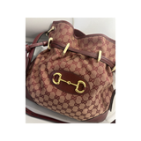 PRELOVED NEW GUCCI MONOGRAM HORSE BIT 1955 BAG IN BURGUNDY