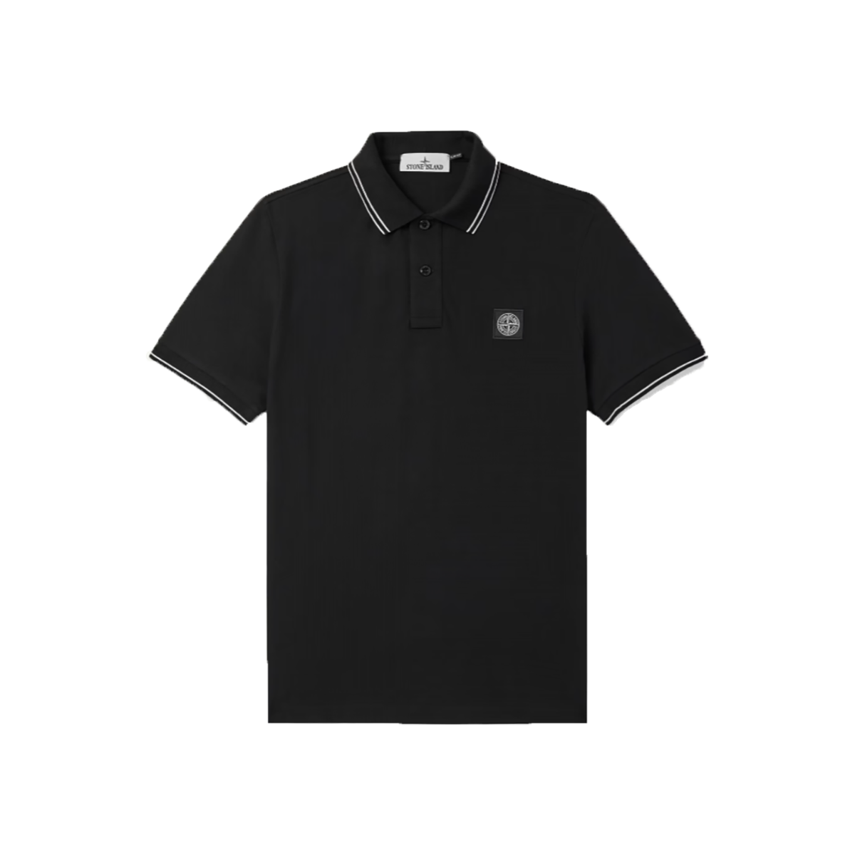 STONE ISLAND COTTON BLEND POLO IN BLACK