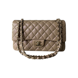 PRELOVED CHANEL IRIDESCENT BEIGE CAVIAR QUILTED MEDIUM FLAP BAG