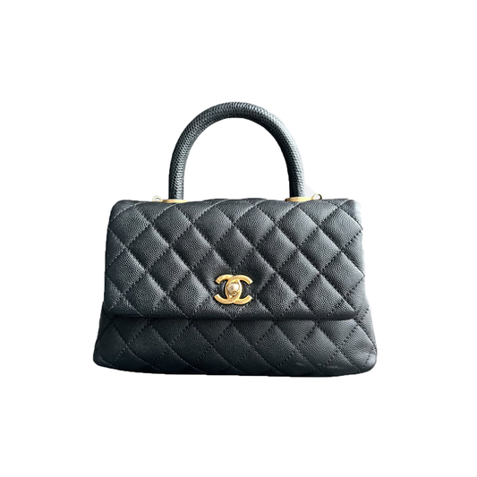 PRELOVED CHANEL CAVIAR QUILTED SMALL TOP HANDLE BAG IN BLACK