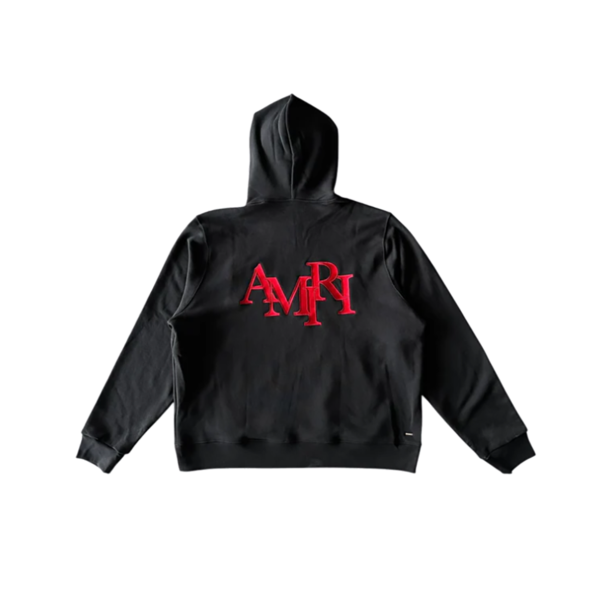 AMIRI BLACK AND RED STAGGERED LOGO HOODIE