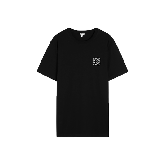 LOEWE LOGO-EMBROIDERED COTTON T-SHIRT IN BLACK