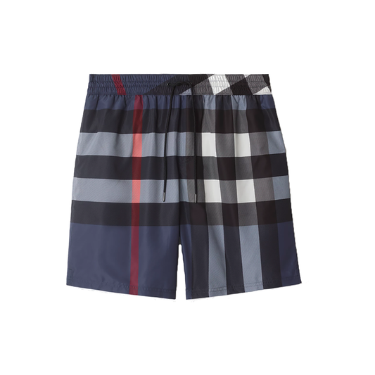 BURBERRY ICONIC CHECK SWIN SHORTS IN CARBON BLUE