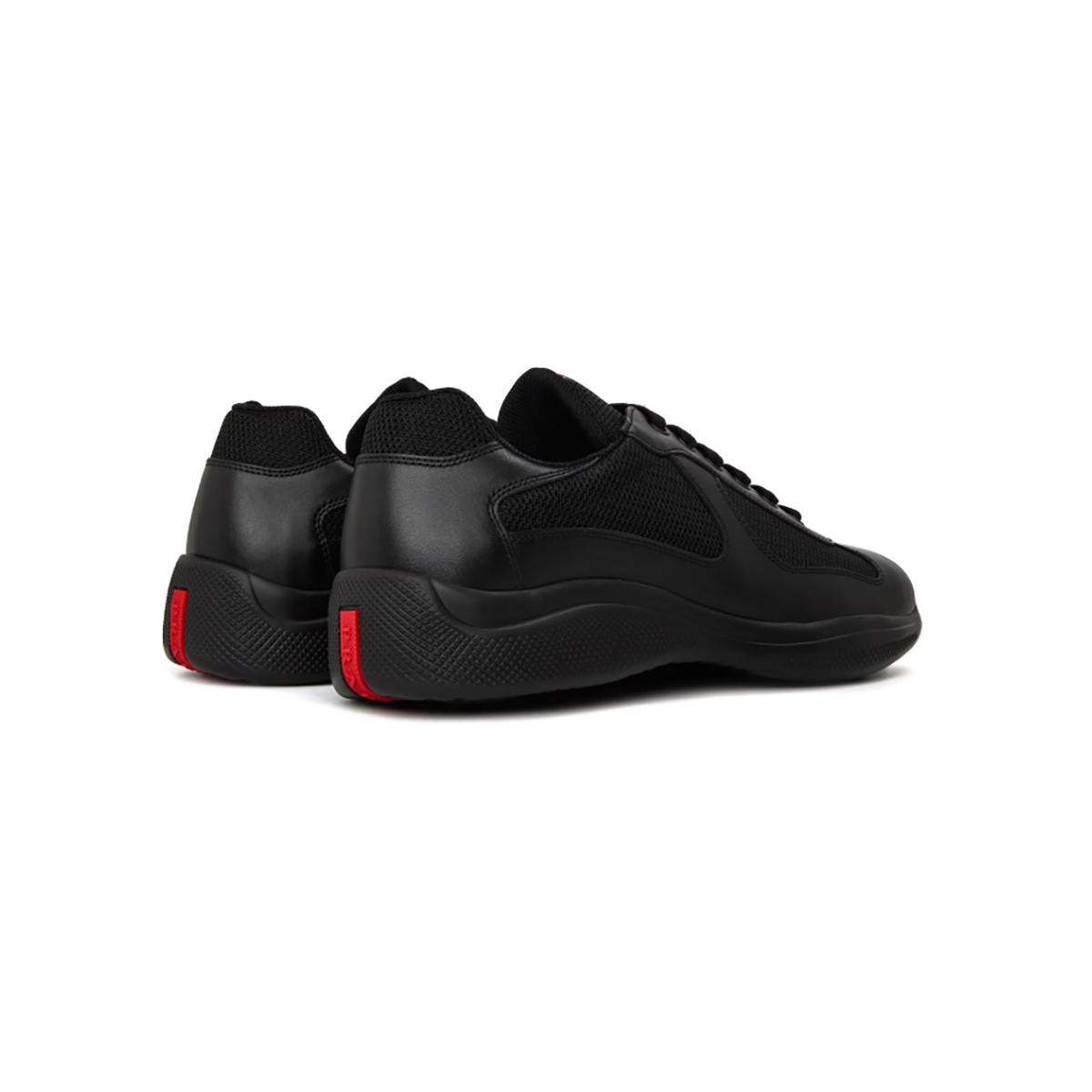 PRADA AMERICAS CUP LEATHER TRAINERS IN BLACK