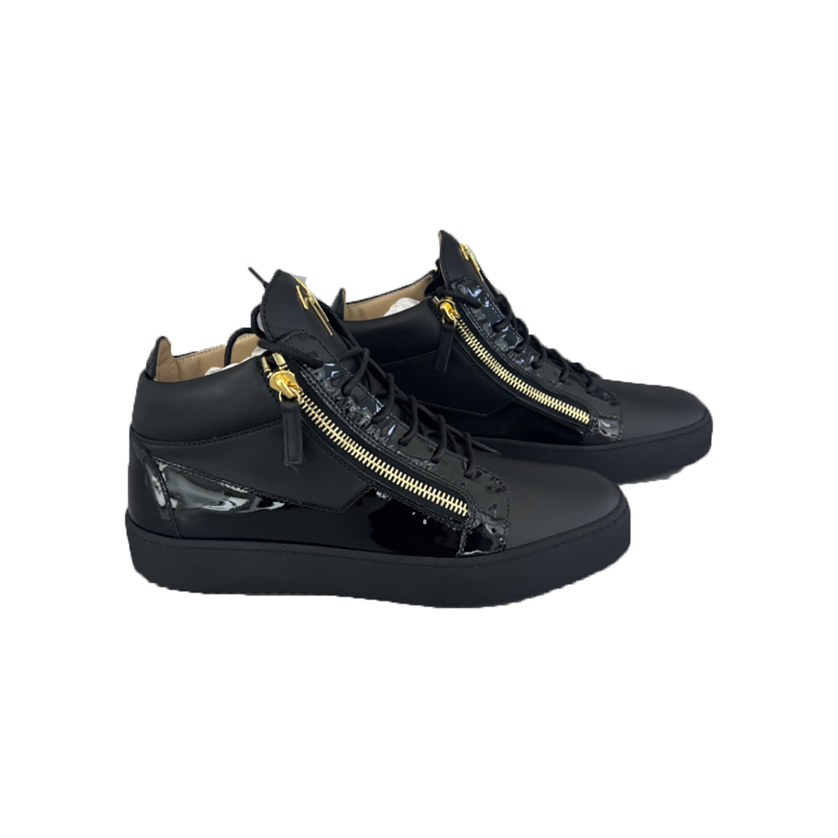 PRELOVED GIUSEPPE ZANOTTI MAY PATENT HIGH TOP TRAINERS IN BLACK