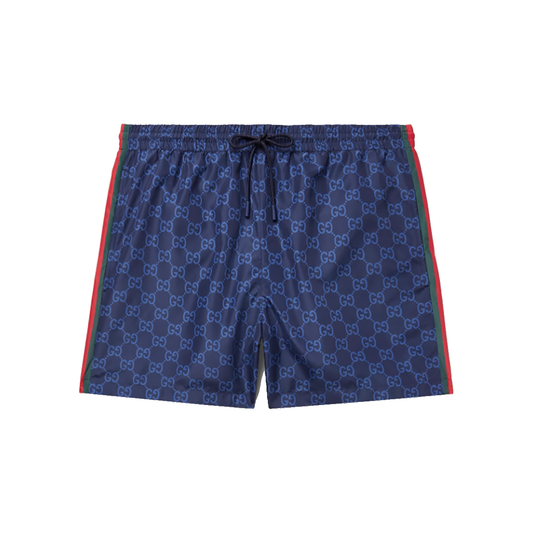 GUCCI SLIM-FIT MID-LENGTH LOGO SWIM SHORTS IN NAVY