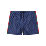 GUCCI SLIM-FIT MID-LENGTH LOGO SWIM SHORTS IN NAVY