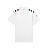 MONCLER TRI COLOUR POLO SHIRT IN WHITE
