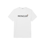 MONCLER SLIM-FIT LOGO-FLOCKED COTTON T-SHIRT IN WHITE