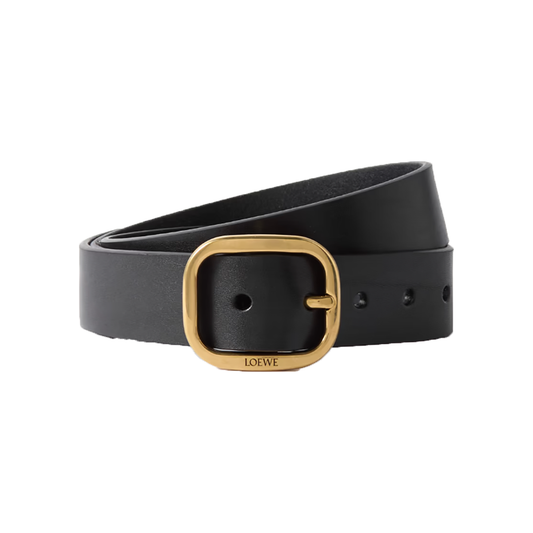 LOEWE LOGO STAMP LEATHER BELT IN BLACK