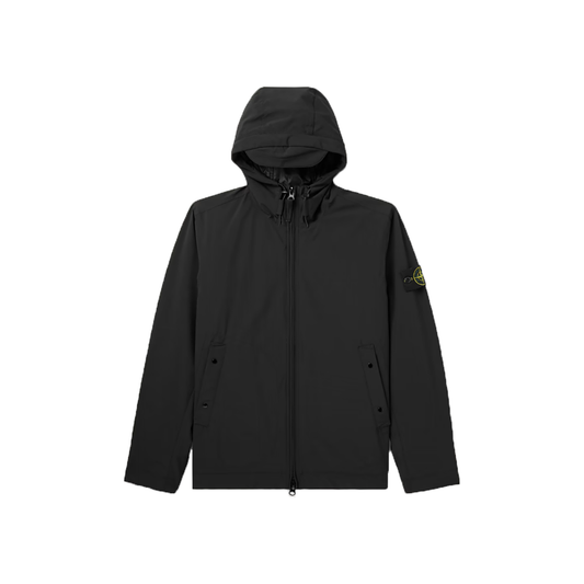 STONE ISLAND SHELL ZIP-UP JACKET IN BLACK
