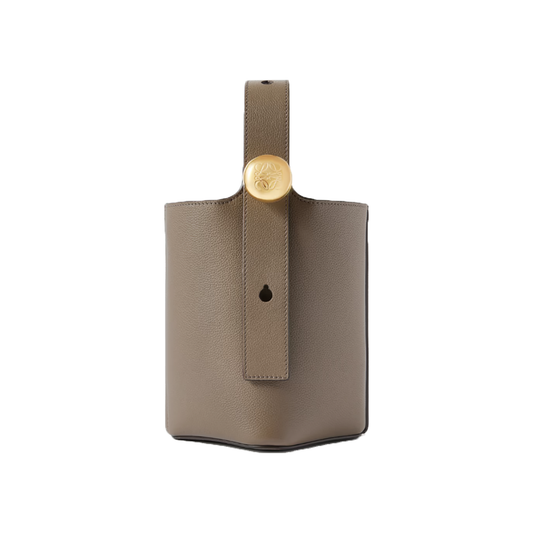LOEWE PEBBLE MINI TEXTURED-LEATHER TOTE BAG IN TAUPE