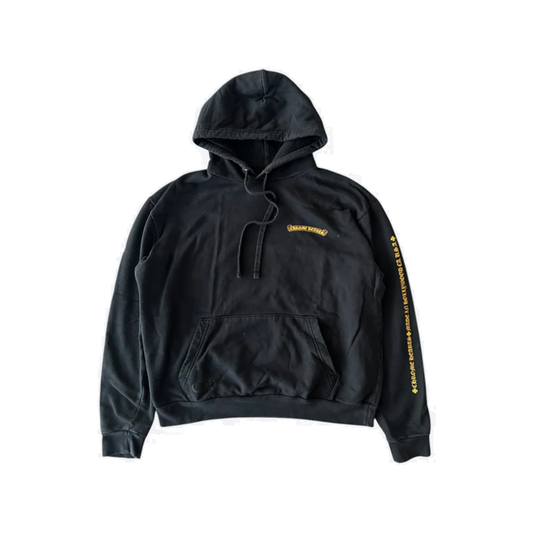 PRELOVED CHROME HEARTS YELLOW CROSS LOGO HOODIE IN BLACK