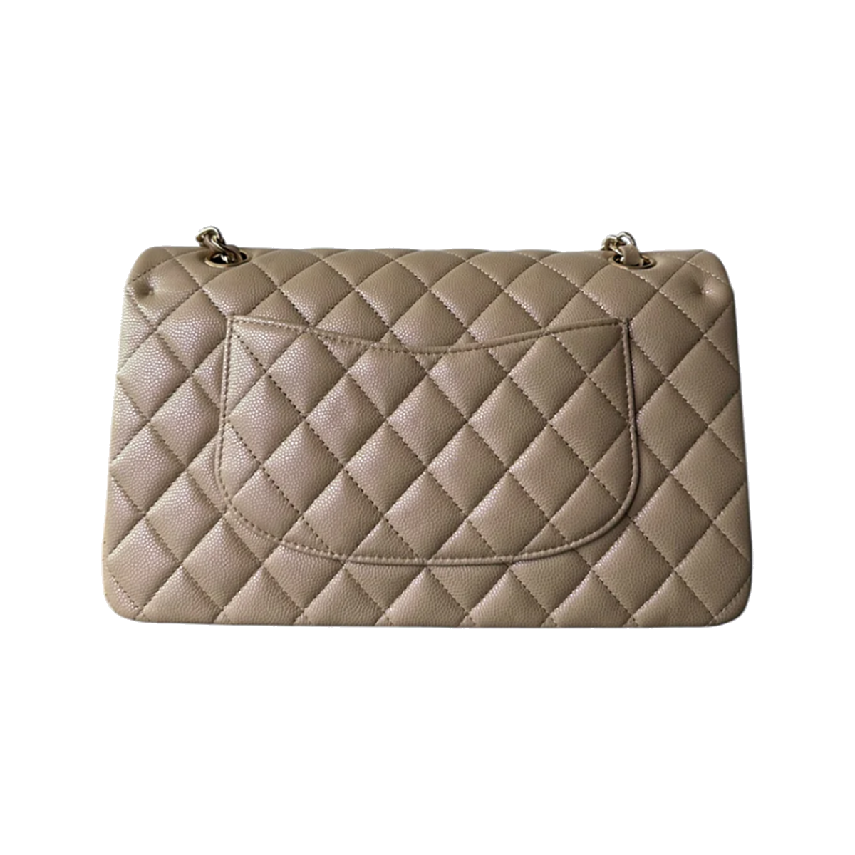 PRELOVED CHANEL IRIDESCENT BEIGE CAVIAR QUILTED MEDIUM FLAP BAG