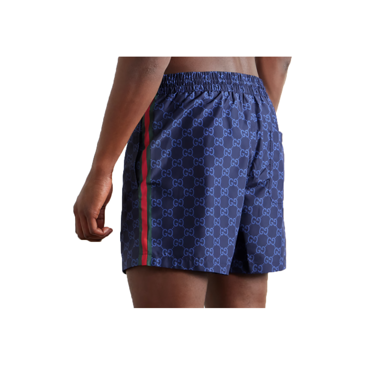 GUCCI SLIM-FIT MID-LENGTH LOGO SWIM SHORTS IN NAVY