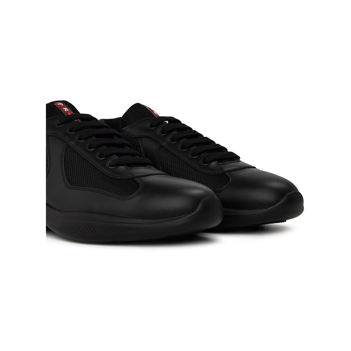 PRADA AMERICAS CUP LEATHER TRAINERS IN BLACK