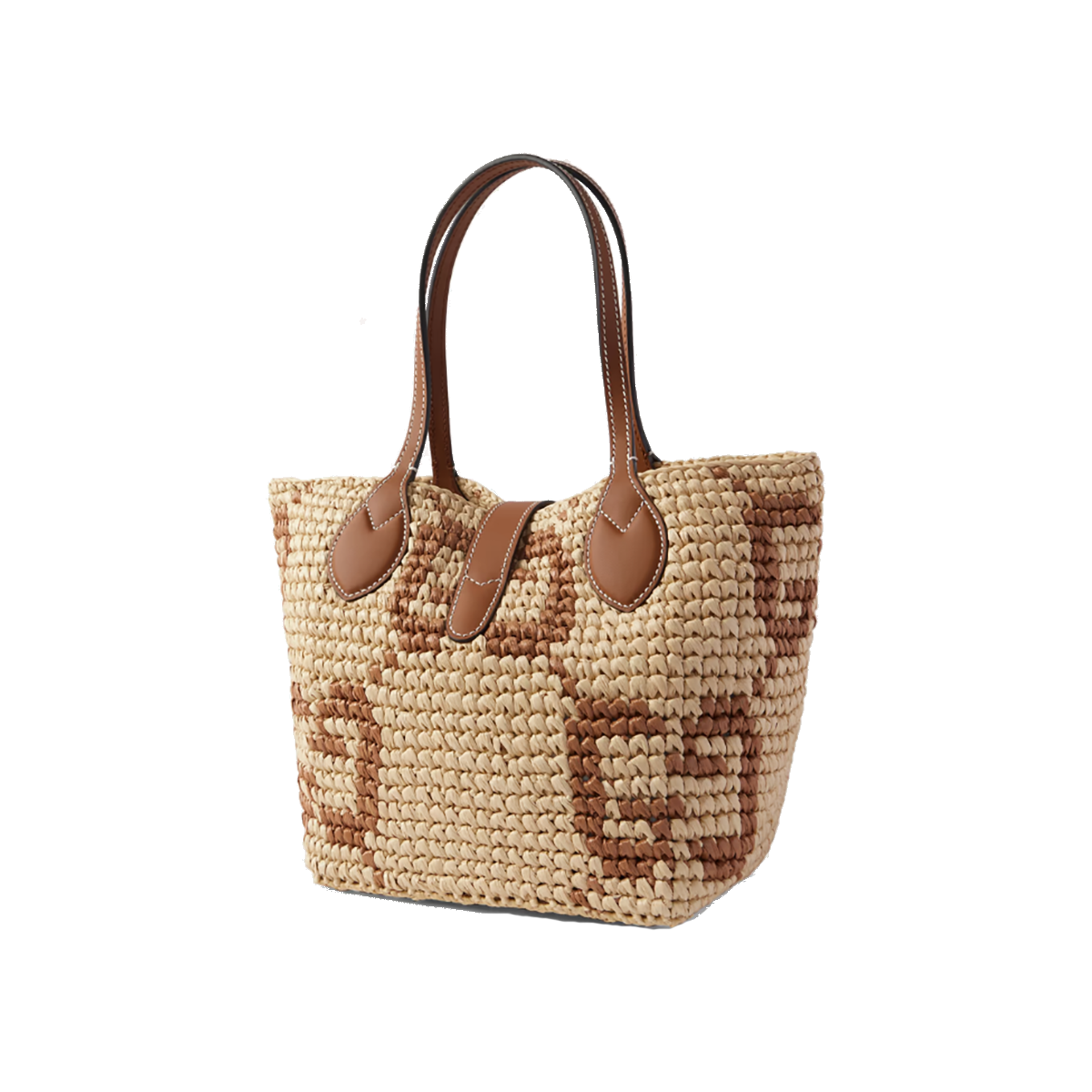 GUCCI LEATHER-TRIMMED LOGO JACQUARD RAFFIA TOTE
