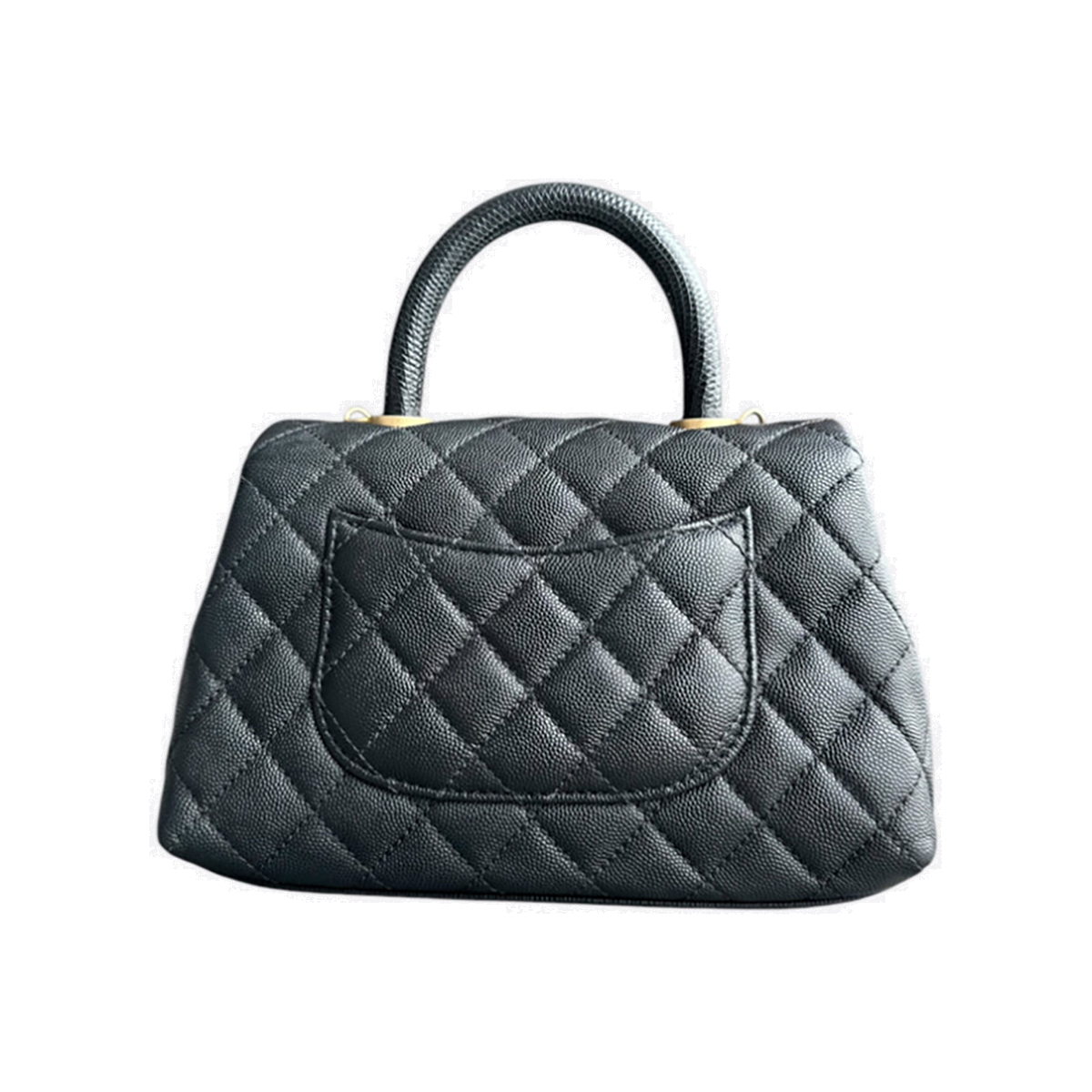PRELOVED CHANEL CAVIAR QUILTED SMALL TOP HANDLE BAG IN BLACK