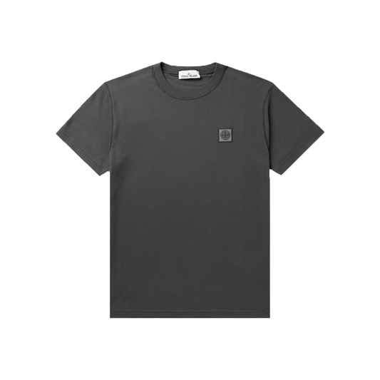 STONE ISLAND LOGO-APPLIQUED T-SHIRT IN GRAY