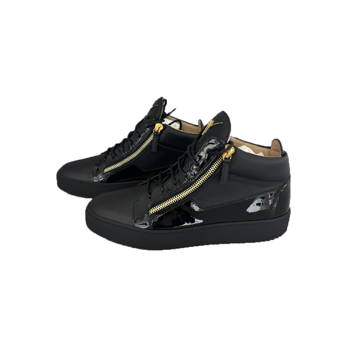 PRELOVED GIUSEPPE ZANOTTI MAY PATENT HIGH TOP TRAINERS IN BLACK