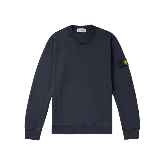 STONE ISLAND GARMENT-DYED COTTON SWEATERSHIRT IN NAVY