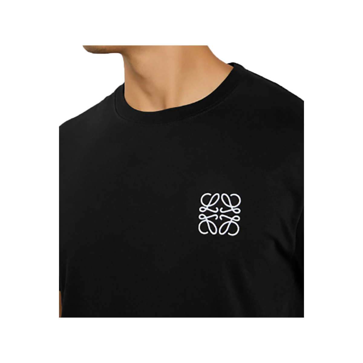 LOEWE LOGO-EMBROIDERED COTTON T-SHIRT IN BLACK