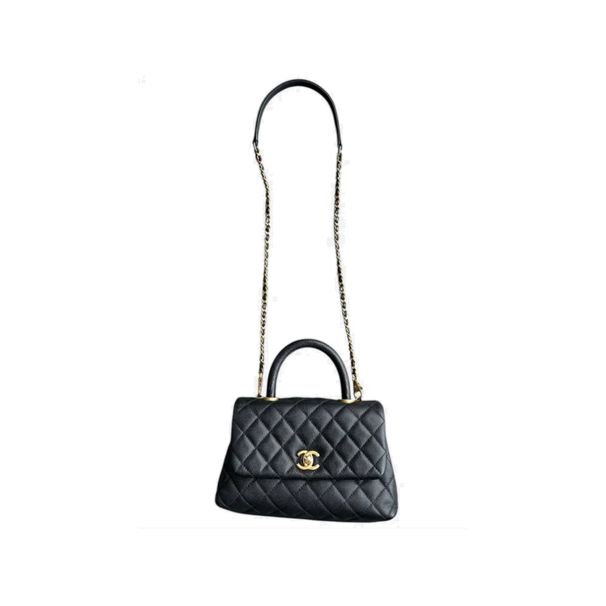 PRELOVED CHANEL CAVIAR QUILTED SMALL TOP HANDLE BAG IN BLACK