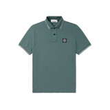 STONE ISLAND LOGO APPLIQUED PATCH POLO IN GREEN