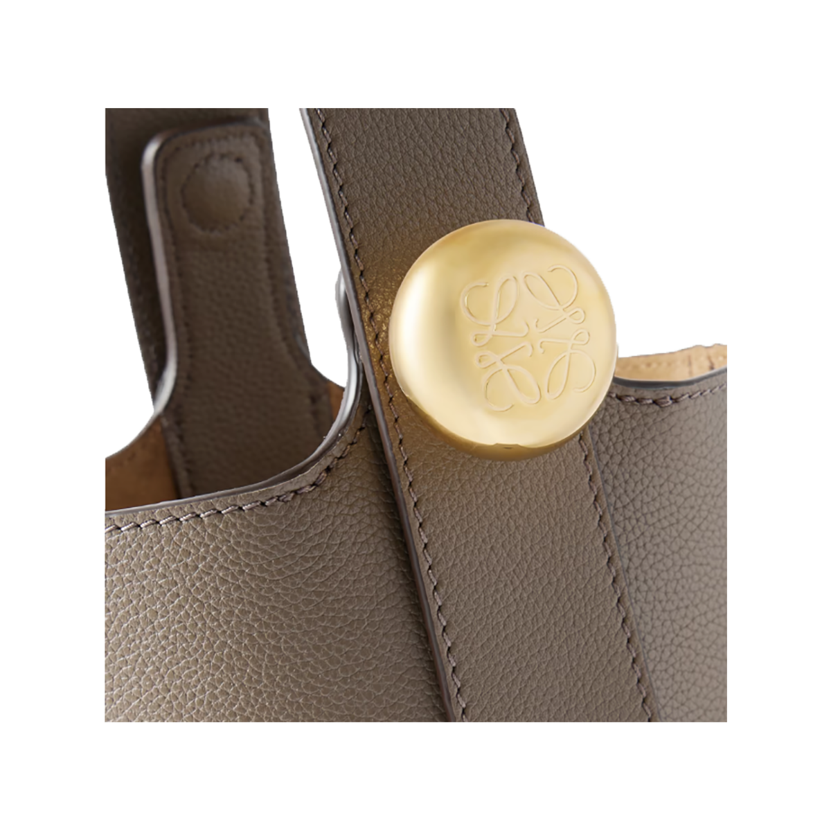 LOEWE PEBBLE MINI TEXTURED-LEATHER TOTE BAG IN TAUPE