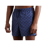 GUCCI SLIM-FIT MID-LENGTH LOGO SWIM SHORTS IN NAVY
