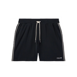 CELINE STRAIGHT LEG LOGO-EMBROIDERED STRIPED JERSEY SHORTS IN BLACK